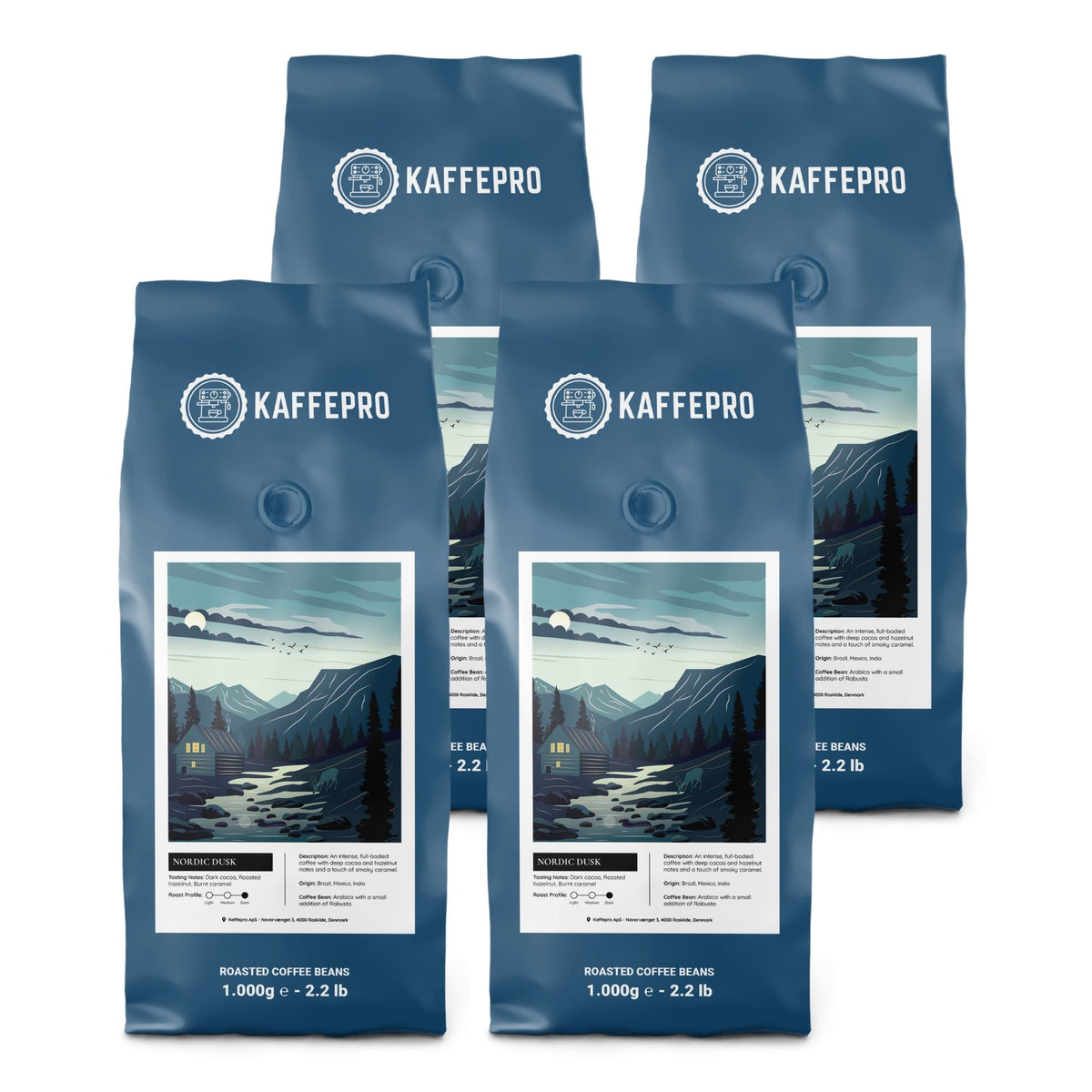 Kaffepro Nordic Dawn - Kaffepaket: 4 x 1kg Kaffebönor