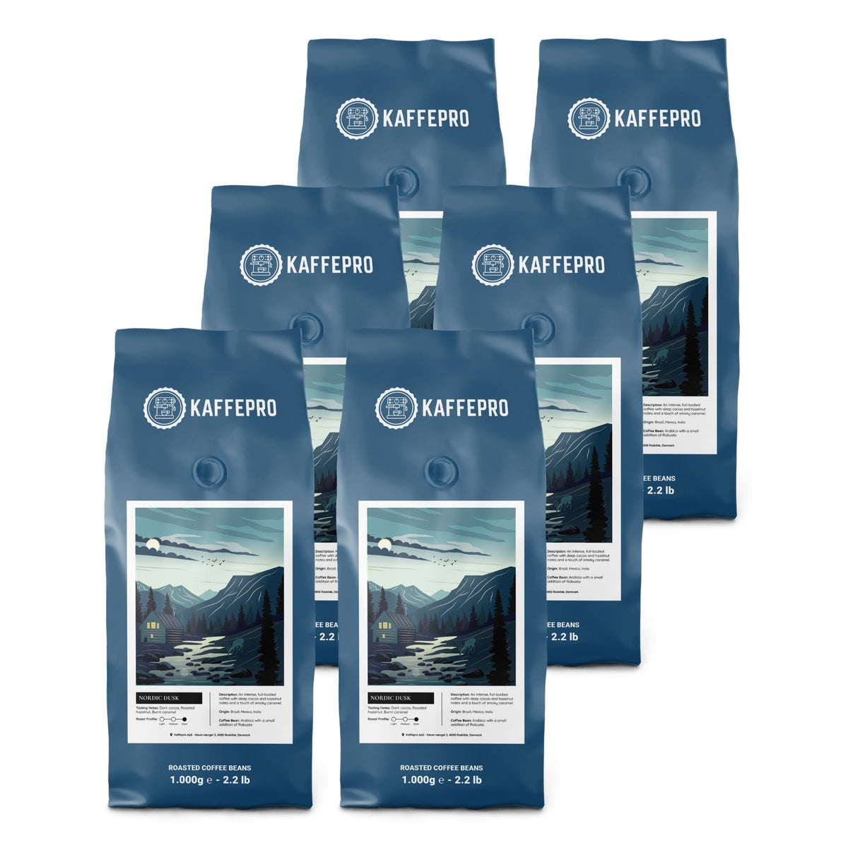 Kaffepro Nordic Dawn - Kaffepaket: 6 x 1kg Kaffebönor