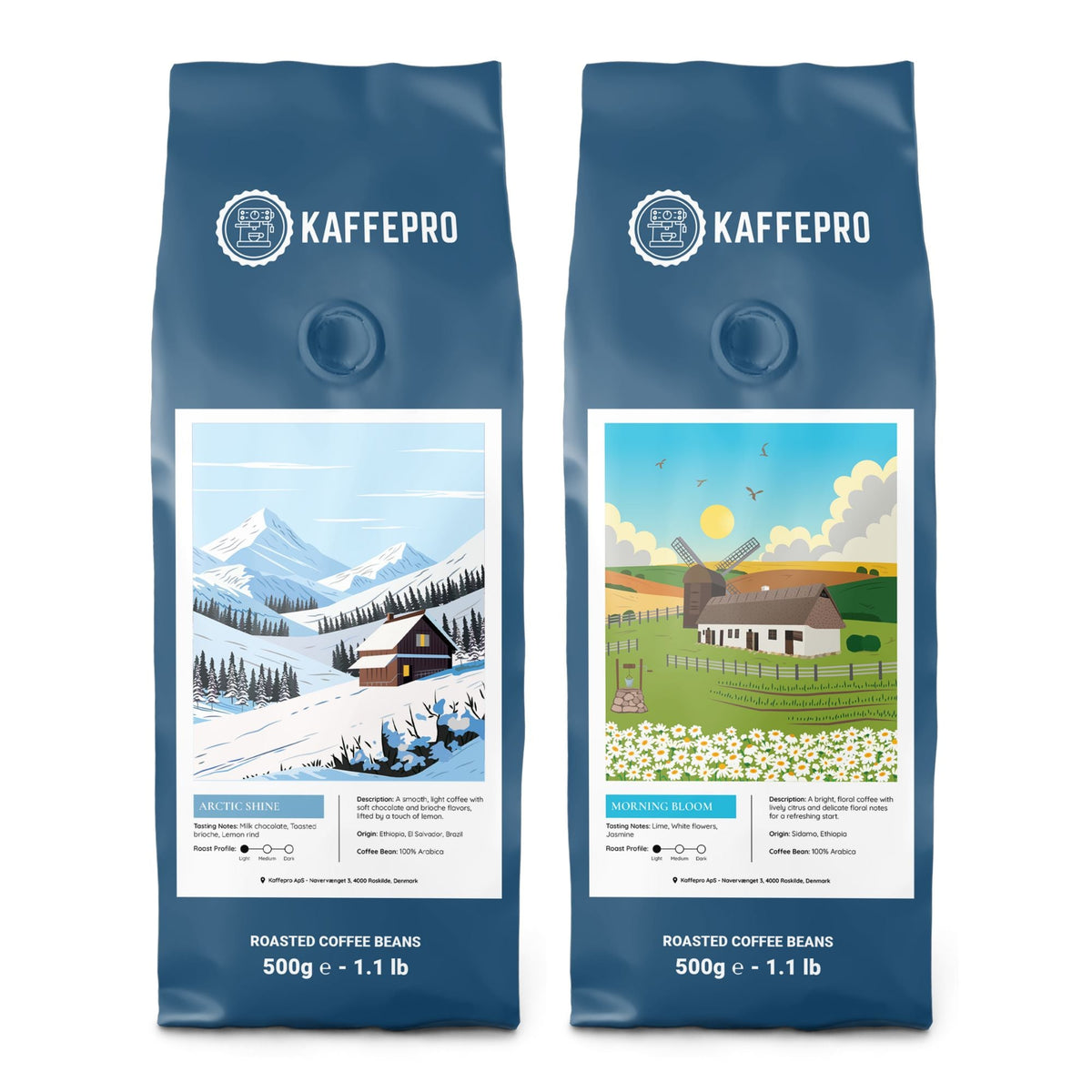 Kaffepro Signature Smakpaket - 500g Morning Bloom & 500g Arctic Shine