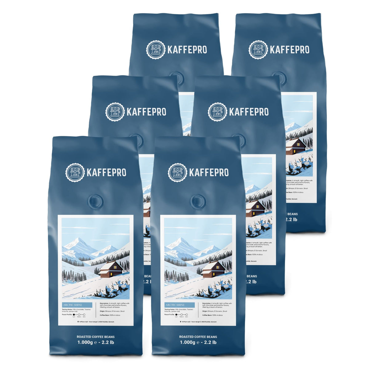 Kaffepro Arctic Shine - Kaffepaket: 6 x 1kg Kaffebönor