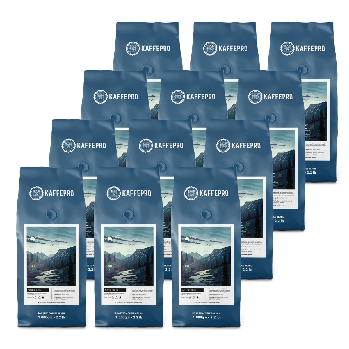 Kaffepro Nordic Dawn - Kaffepaket: 12 x 1kg Kaffebönor